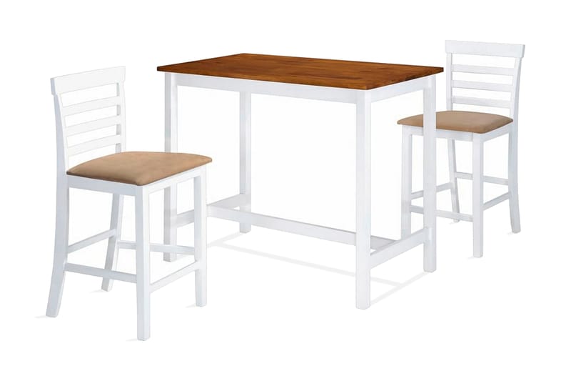 Barbord och stolar set 3 delar massivt trä brun och vit - Flerfärgad - Möbler - Bord & matgrupper - Matgrupper