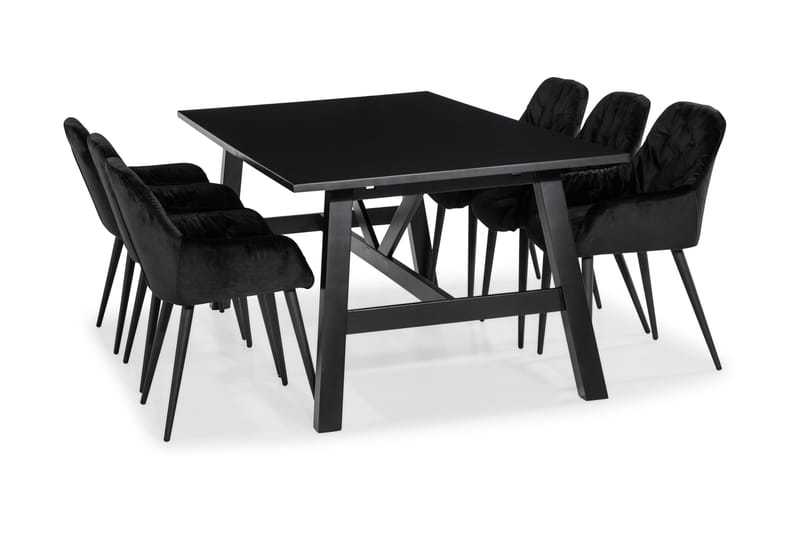 Bayview Matgrupp 220 cm med 6 Giovanni Köksstol Sammet - Möbler - Bord & matgrupper - Matbord & köksbord