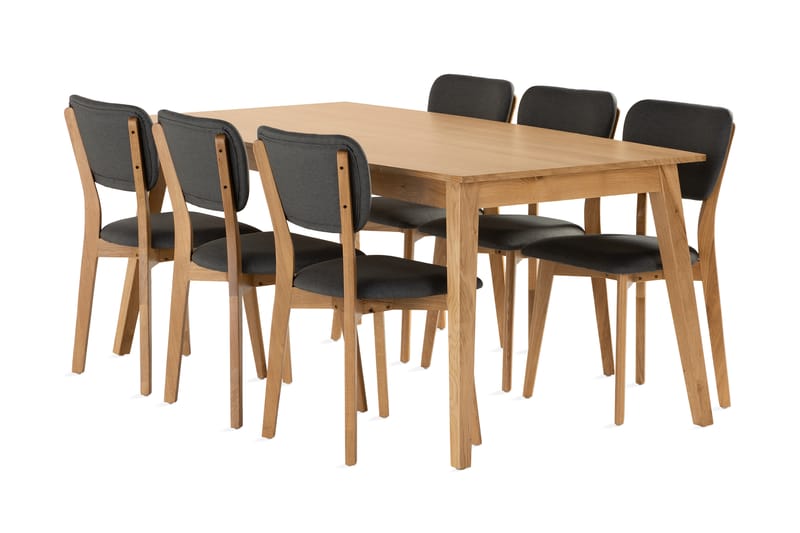 Beagan Förlängningsbar Matgrupp 180 cm inkl 6 Stolar - Massiv Ek/Brun - Möbler - Bord & matgrupper - Matbord & köksbord