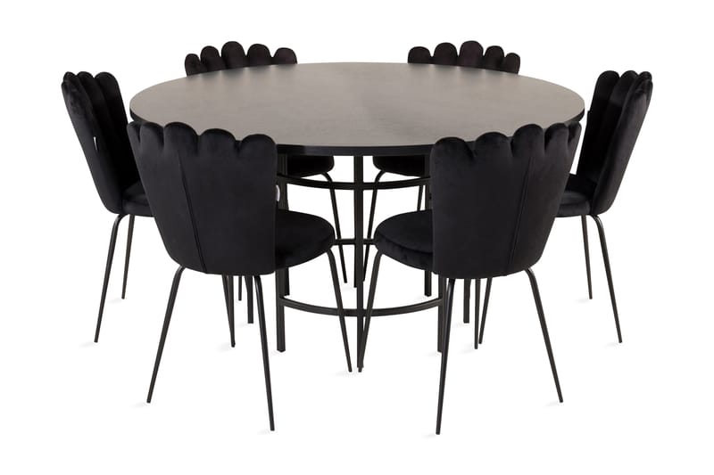Copenhagen Matgrupp med 6 Limhamn Matstolar Svart - Furniture Fashion - Möbler - Bord & matgrupper - Matbord & köksbord