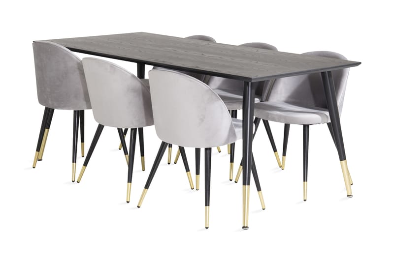 Daicy Matbord med Valeri matstol - Mässing / Grå 6st - Möbler - Bord & matgrupper - Matgrupper