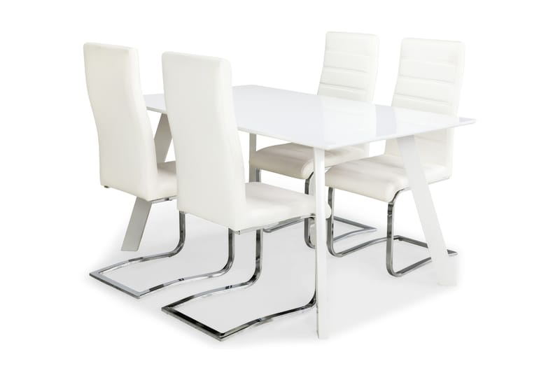 Fly Matgrupp Vita Ben/Vit Top - 4st Cibus Stolar Off-white - Möbler - Möbelset - Möbelset för vardagsrum