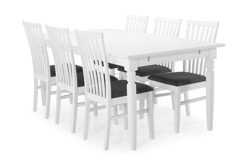Hampton Matbord med 6 st Läckö stolar - Vit/Grå - Möbler - Bord & matgrupper - Matgrupper