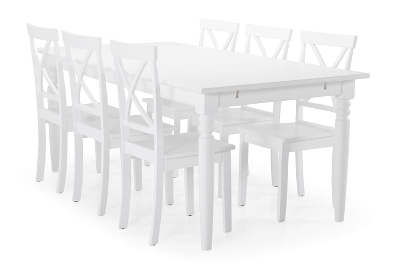 Hampton Matbord med 6 st Mirimar stolar - Vit - Möbler - Bord & matgrupper - Matgrupper