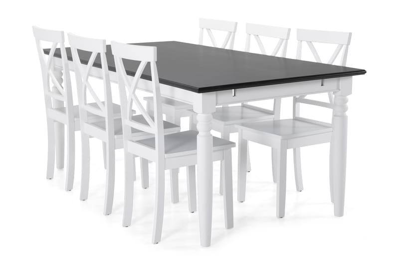 Hampton Matbord med 6 st Mirimar stolar - Vit/Svart - Möbler - Bord & matgrupper - Matgrupper