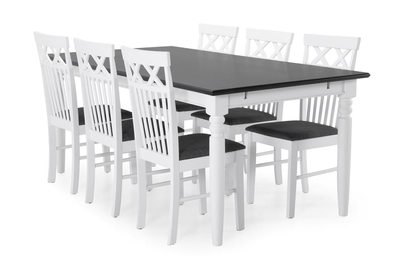 Hampton Matbord med 6 st Rebecka stolar - Vit/Svart - Möbler - Stolar & fåtöljer - Matstol & köksstol