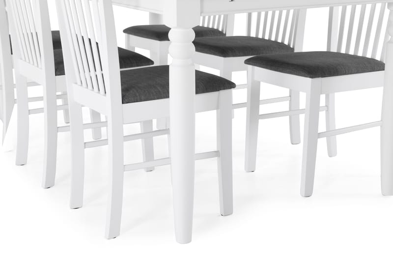 Hampton Matbord med 6 st Rebecka stolar - Vit/Svart - Möbler - Bord & matgrupper - Matgrupper