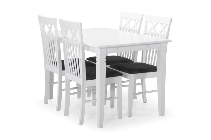 Hartford Förlängningsbart Matbord 120cm med 4 Rebecka stol - Vit/Svart - Möbler - Bord & matgrupper - Matbord & köksbord