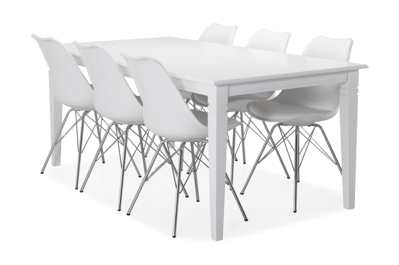 Hartford Matbord med 6 st Shell stolar - Vit/Krom - Möbler - Säng - Kontinentalsäng