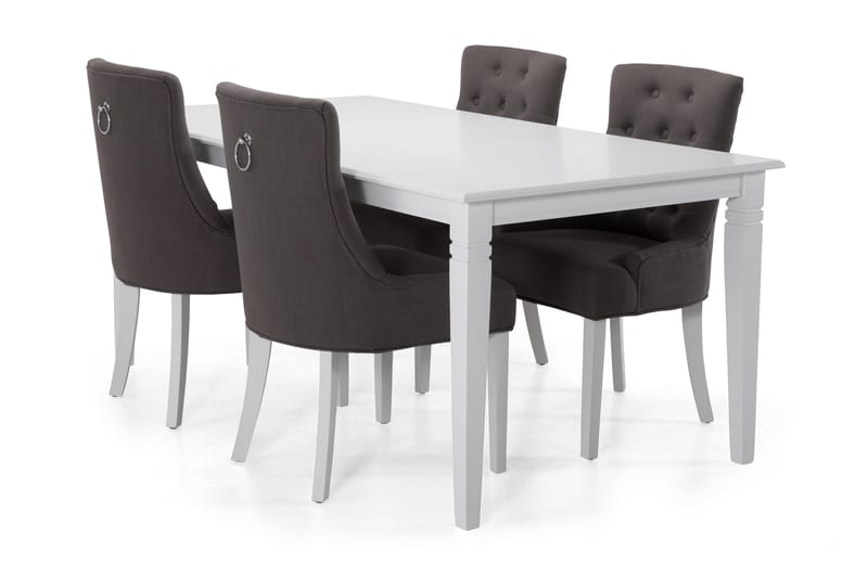 Hartford Matbord med 6 st Viktoria stolar - Vit/Mörkgrå - Möbler - Bord & matgrupper - Matgrupper