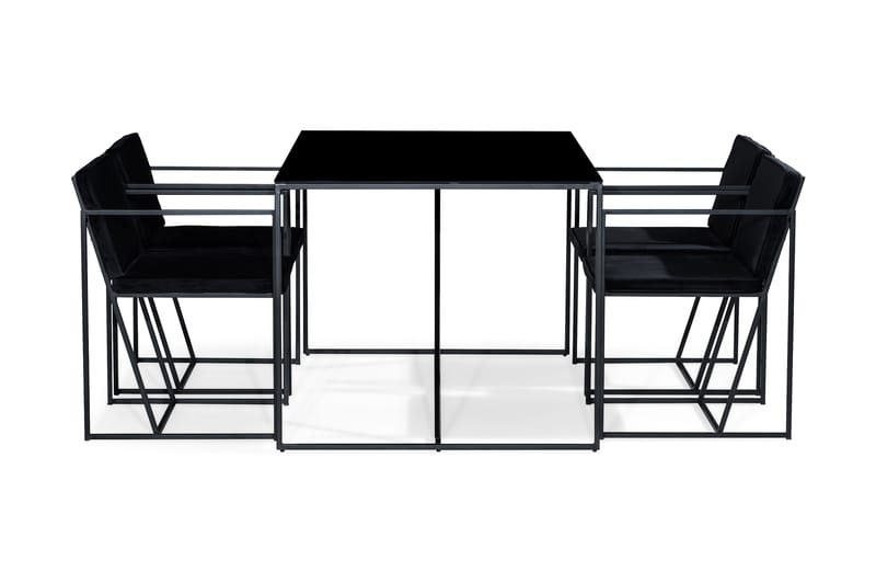 Indy Matgrupp med 4 Stolar - Svart - Möbler - Bord & matgrupper - Matgrupper