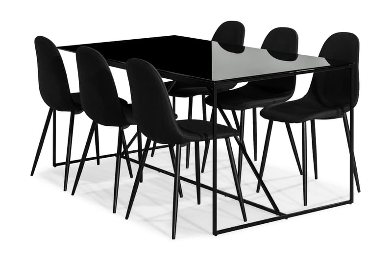Indy Matgrupp med 6 Nibe Stol - Glas/Metall/Svart - Möbler - Bord & matgrupper - Soffbord