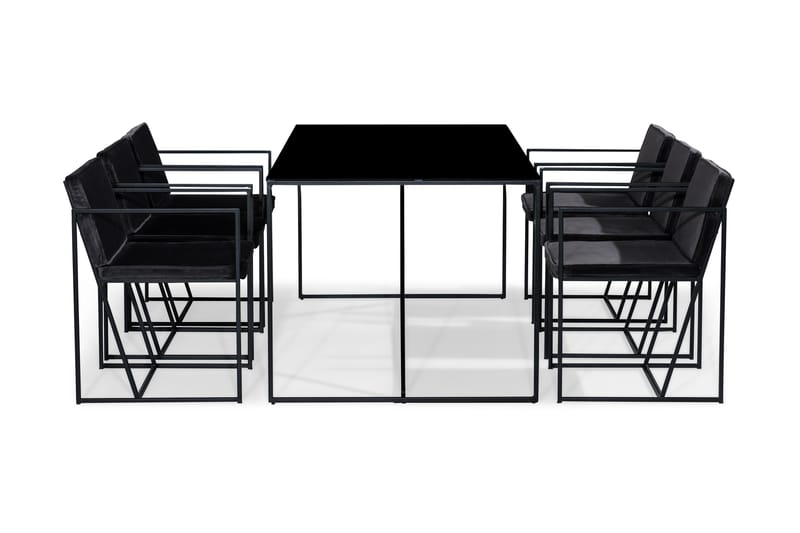 Indy Matgrupp med 6 Stolar - Glas/Metall/Vit/Grå - Möbler - Bord & matgrupper - Matgrupper