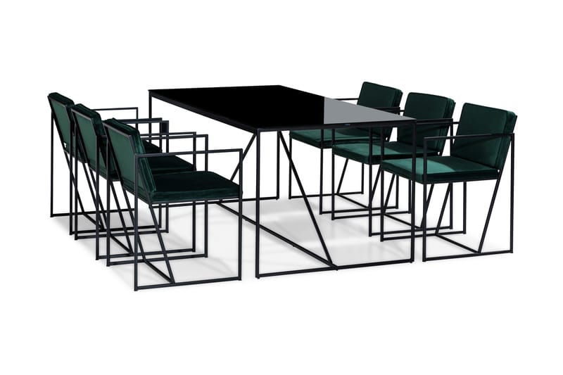 Indy Matgrupp med 6 Stolar - Glas/Metall/Vit/Grön - Möbler - Bord & matgrupper - Matgrupper