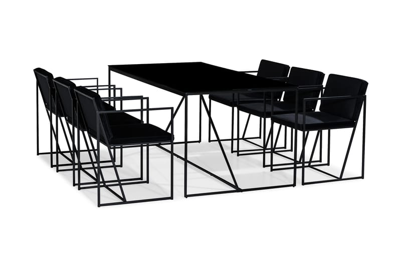 Indy Matgrupp med 6 Stolar - Glas/Metall/Vit/Svart - Möbler - Bord & matgrupper - Matbord & köksbord