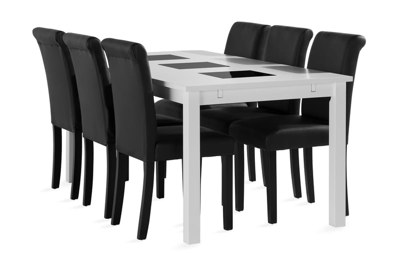 Jasmin Förlängningsbar Matgrupp 180 cm inkl 6 Ravesta Stol - Vit - Möbler - Bord & matgrupper - Matbord & köksbord