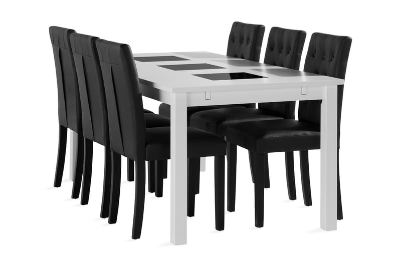 Jasmin Förlängningsbar Matgrupp 180cm inkl 6 Brunnevik Stol - Vit - Möbler - Bord & matgrupper - Matbord & köksbord