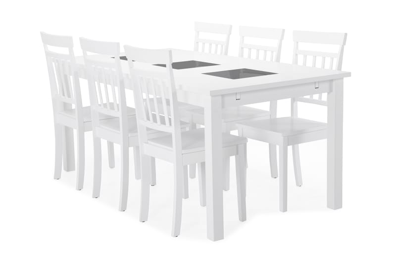 Jasmin Matbord med 6 st Hudson stolar - Vit - Möbler - Bord & matgrupper - Matgrupper