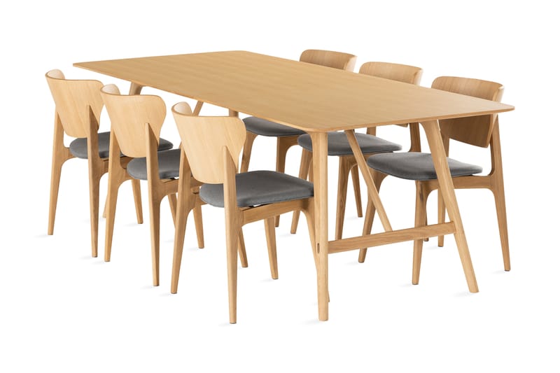 Jerup Matgrupp 220 cm inkl 6 Stolar - Natur - Möbler - Bord & matgrupper - Avlastningsbord - Brickbord & småbord