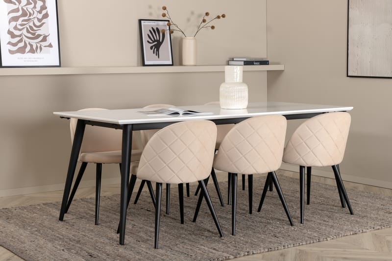 Jimmy matbord med 6st Velvet matstol - Möbler - Bord & matgrupper - Matgrupper