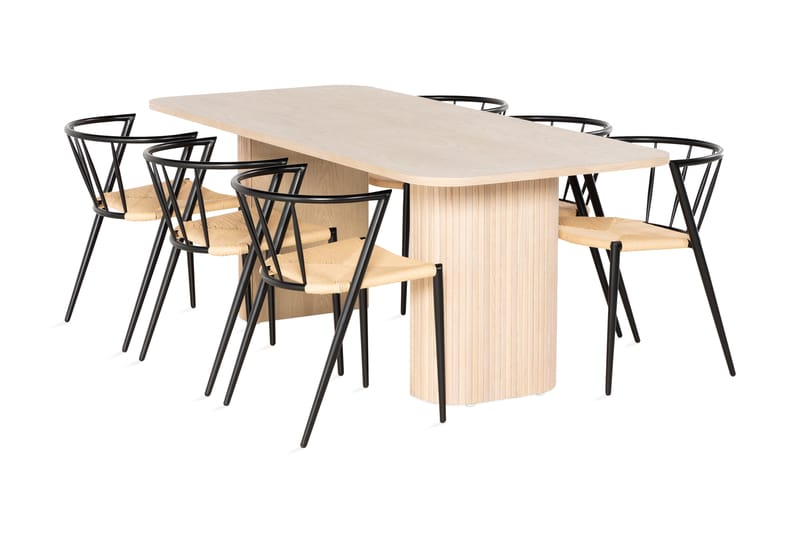 Kopparbo Matgrupp 200 cm inkl 6 Winston Stolar - Vit/Svart - Möbler - Bord & matgrupper - Matbord & köksbord