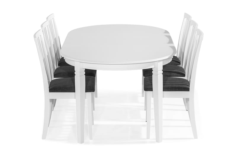 Läckö Förlängningsbar Matgrupp 150 cm Oval med 6 Stolar - Vit/Grå - Möbler - Bord & matgrupper - Matgrupper