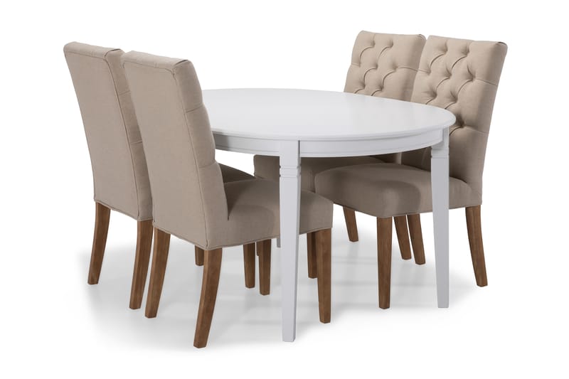 Läckö Förlängningsbart Matbord 150 cm Ovalt - Vit/Beige - Möbler - Bord & matgrupper - Matbord & köksbord