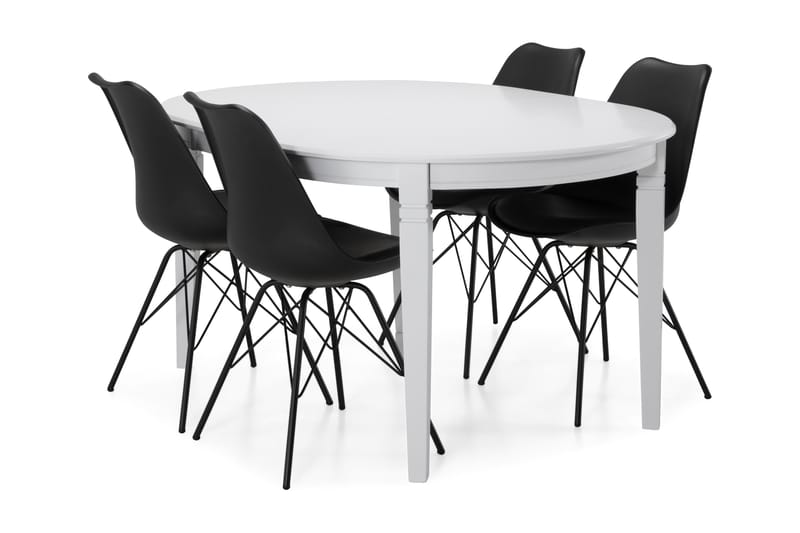 Läckö Förlängningsbart Matbord 150 cm Ovalt - Vit/Svart - Möbler - Bord & matgrupper - Matgrupper