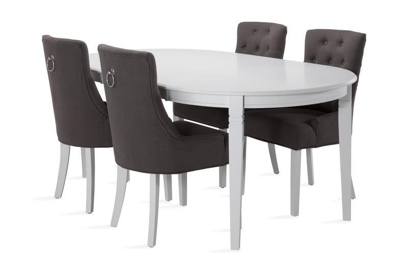 Läckö Förlängningsbart Matbord 150 cm Ovalt - Vit/Svart/Grå - Möbler - Bord & matgrupper - Matbord & köksbord