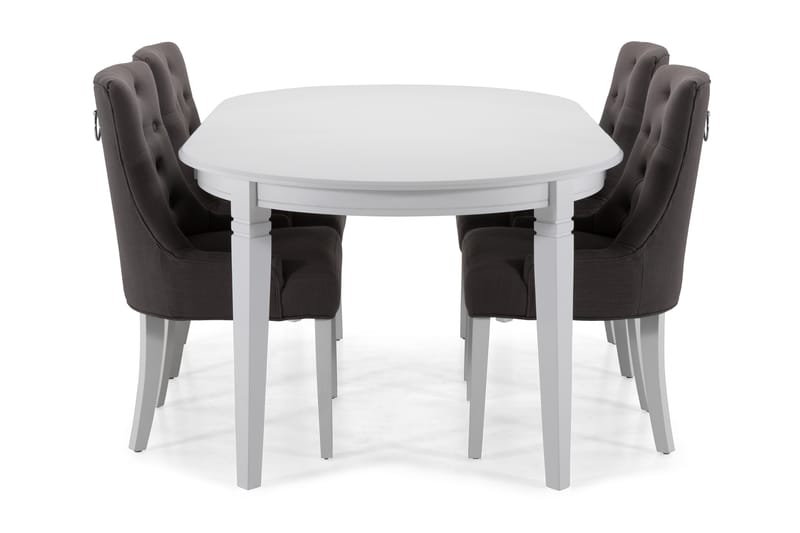 Läckö Förlängningsbart Matbord 150 cm Ovalt - Vit/Svart/Grå - Möbler - Bord & matgrupper - Matgrupper