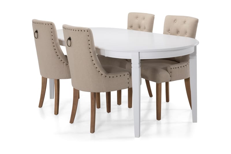Läckö Matbord 200 cm Ovalt - Vit/Beige - Möbler - Bord & matgrupper - Matgrupper