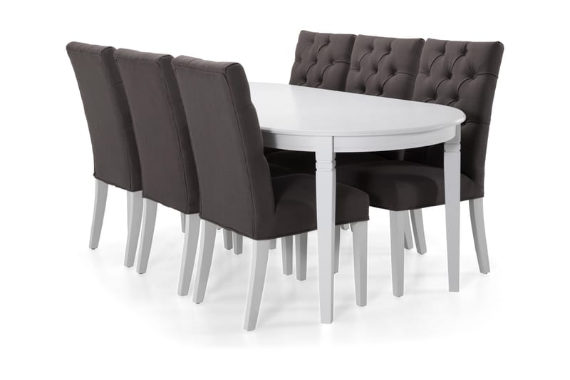Läckö Matbord 200 cm Ovalt - Vit/Grå - Möbler - Bord & matgrupper - Matgrupper