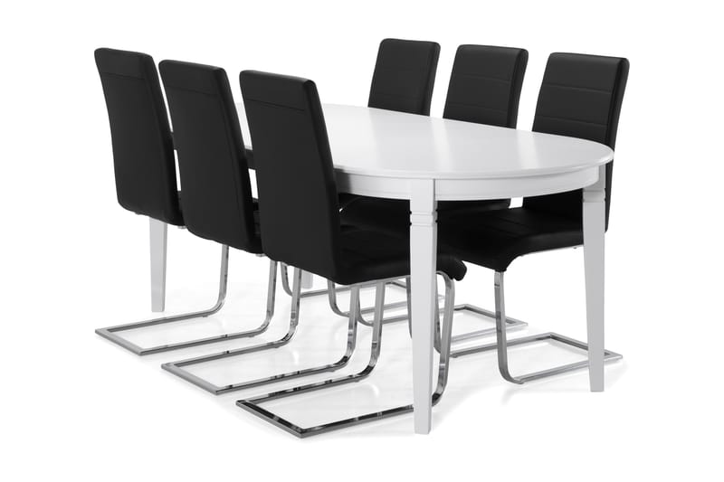Läckö Matbord 200 cm Ovalt - Vit/Svart - Möbler - Bord & matgrupper - Matgrupper