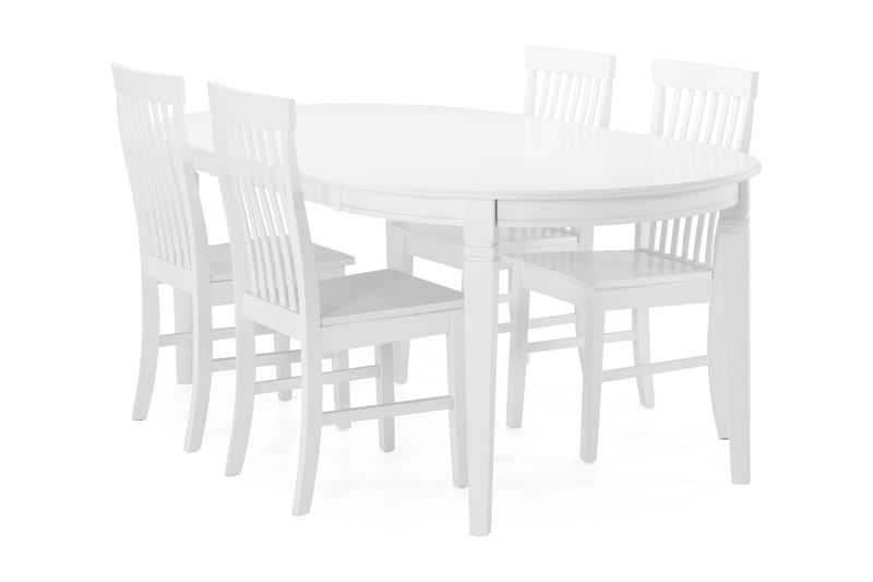 Läckö Matbord med 4 st Augusta stolar - Vit - Möbler - Bord & matgrupper - Matgrupper