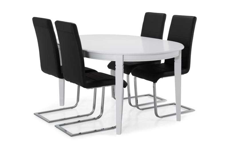 Läckö Matbord med 4 st Cibus stolar - Vit/Svart/Krom - Möbler - Bord & matgrupper - Matgrupper