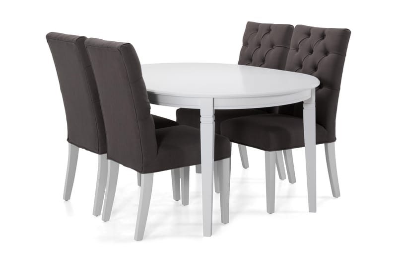 Läckö Matbord med 4 st Jenny stolar - Vit/Mörkgrå - Möbler - Bord & matgrupper - Matgrupper