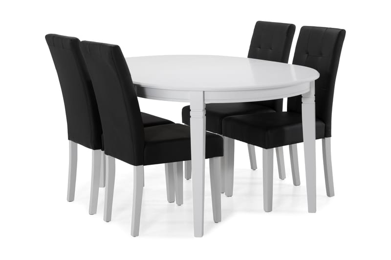 Läckö Matbord med 4 st Viktor stolar - Vit/Svart PU - Möbler - Bord & matgrupper - Matgrupper