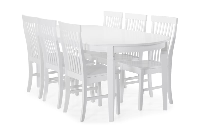 Läckö Matbord med 6 st Augusta stolar - Vit - Möbler - Bord & matgrupper - Matgrupper