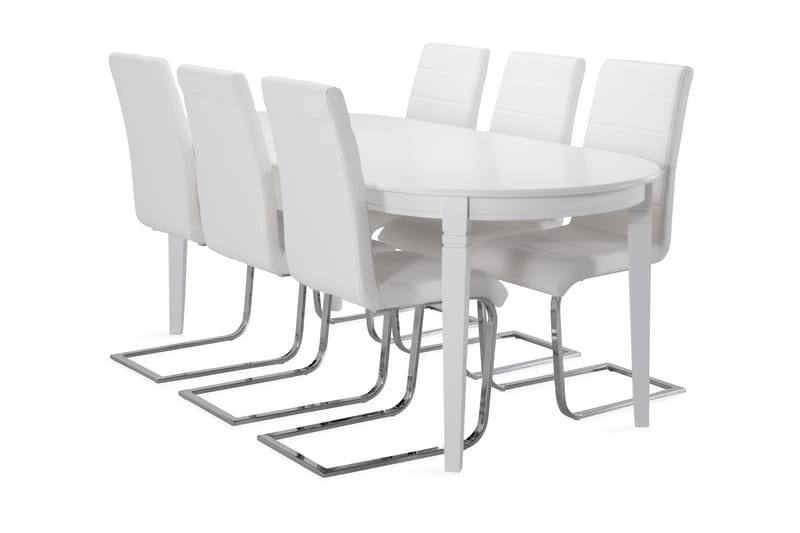 Läckö Matbord med 6 st Cibus stolar - Vit/Krom - Möbler - Bord & matgrupper - Matgrupper