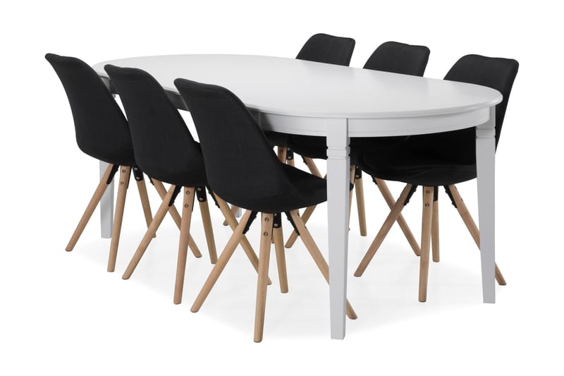 Läckö Matbord med 6 st Forum stolar - Vit/Mörkgrå - Möbler - Bord & matgrupper - Matgrupper