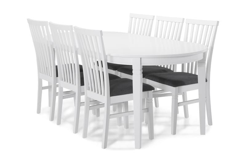 Läckö Matbord med 6 st Läckö stolar - Vit/Grå - Möbler - Stolar & fåtöljer - Matstol & köksstol