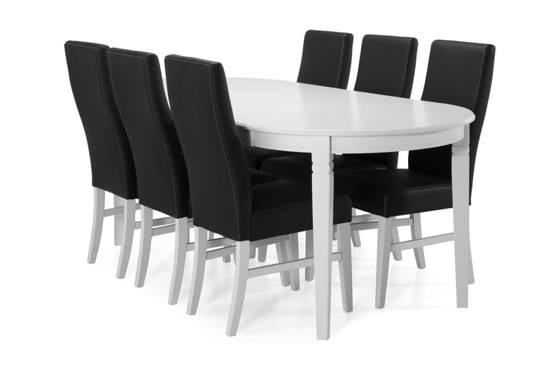 Läckö Matbord med 6 st Mazzi stolar - Vit/Svart - Möbler - Bord & matgrupper - Matgrupper