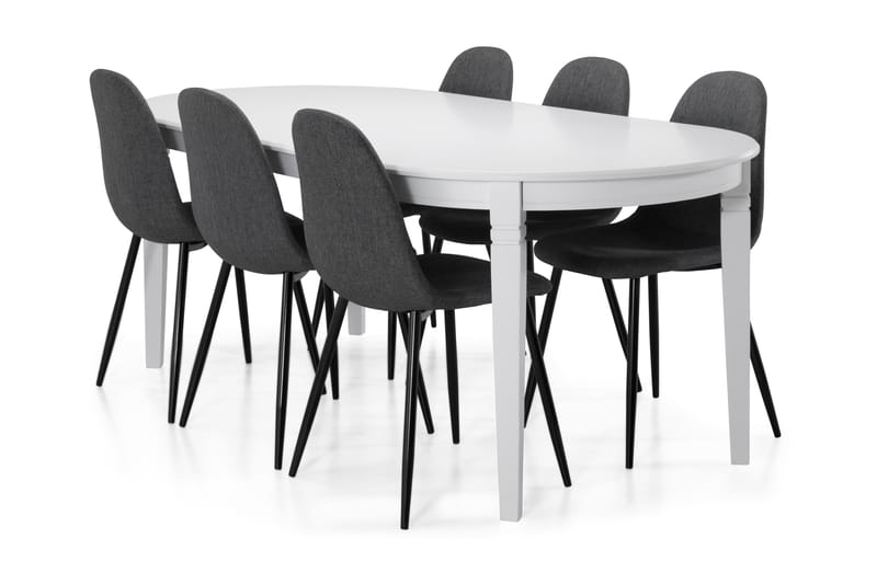 Läckö Matbord med 6 st Nibe stolar - Vit/Grå/Svart - Möbler - Stolar & fåtöljer - Matstol & köksstol