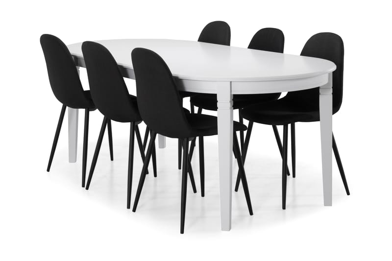 Läckö Matbord med 6 st Nibe stolar - Vit/Svart - Möbler - Bord & matgrupper - Matgrupper