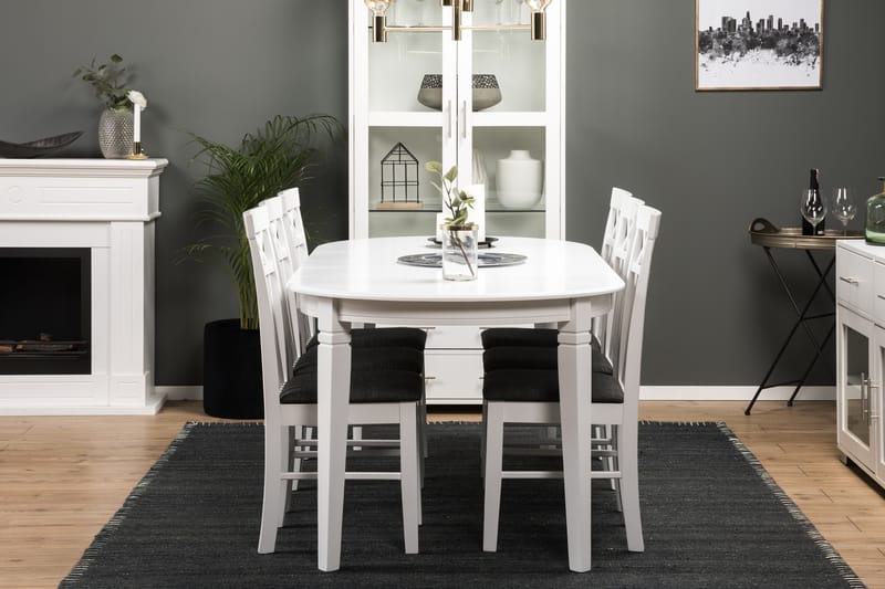 Läckö Matbord med 6 st Rebecka stolar - Vit - Möbler - Bord & matgrupper - Matgrupper