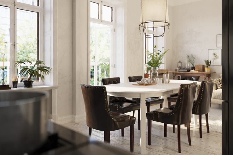 Läckö Matbord med 6 st Tuva stolar - Vit/Brun - Möbler - Bord & matgrupper - Matgrupper