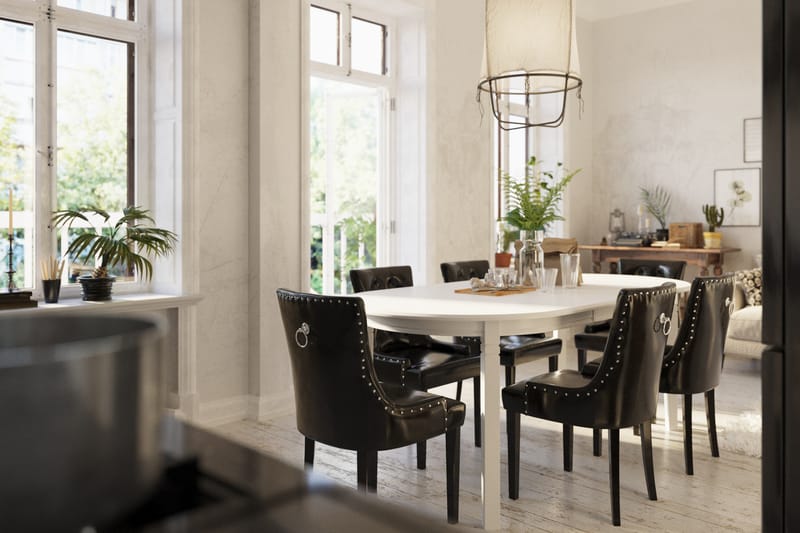 Läckö Matbord med 6 st Tuva stolar - Vit/Svart - Möbler - Bord & matgrupper - Matbord & köksbord