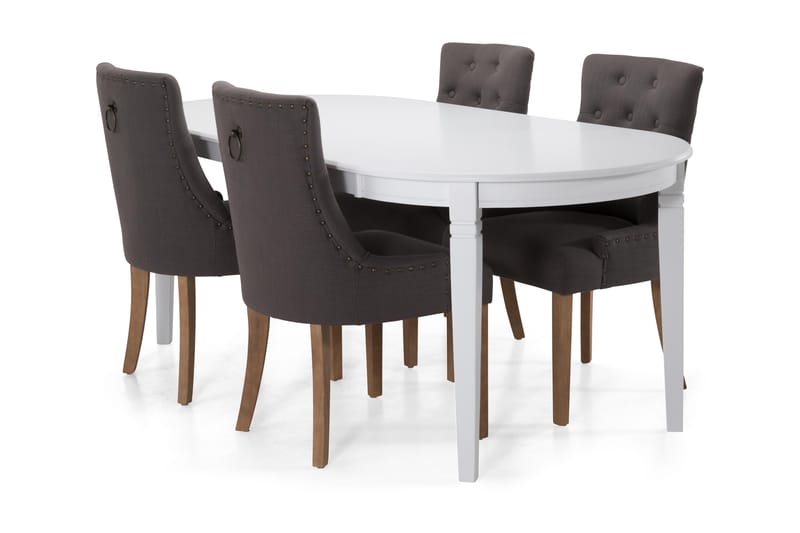 Läckö Matbord med 6 st Viktoria stolar - Grå/Vit - Möbler - Bord & matgrupper - Matgrupper