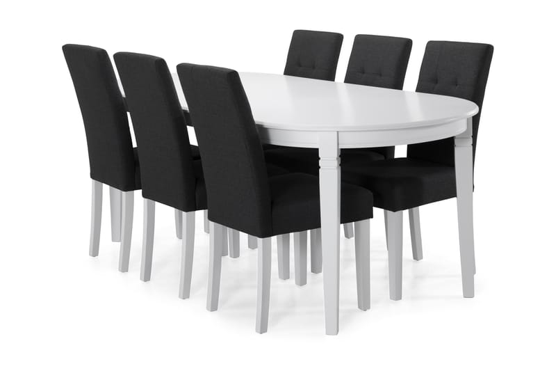 Läckö Matgrupp med 6 st Viktor stolar - Mörkgrå/Vit - Möbler - Bord & matgrupper - Matgrupper