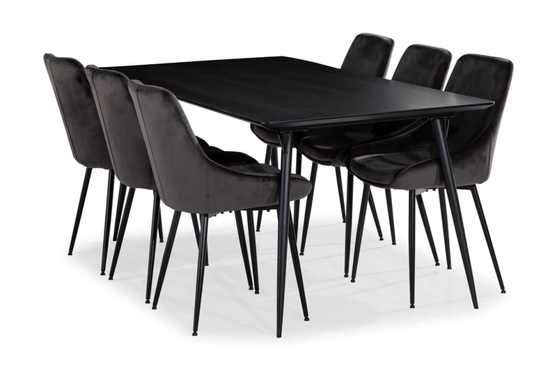 Lilo Matbord 180 cm med 6 Alsarp Köksstol - Svart - Möbler - Bord & matgrupper - Matgrupper